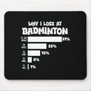 Why I Lose At Badminton Funny Excuses Shuttle Bird Mouse Mat