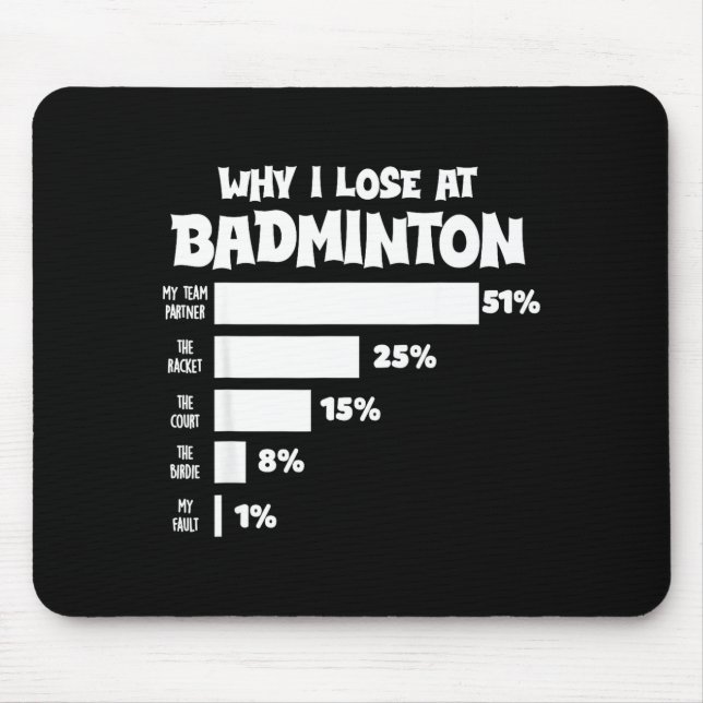 Why I Lose At Badminton Funny Excuses Shuttle Bird Mouse Mat (Front)