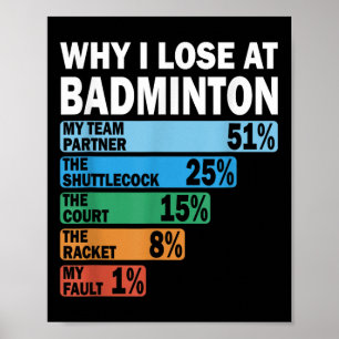 Why I Lose At Badminton Funny My Fault  Poster