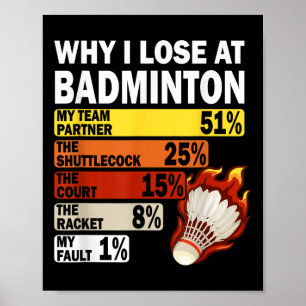 Why I Lose At Badminton Funny My Fault Poster