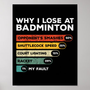 Why I Lose At Badminton Funny Poster