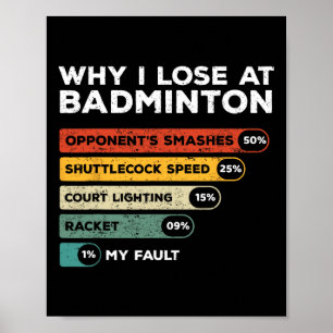 Why I Lose At Badminton Funny Poster