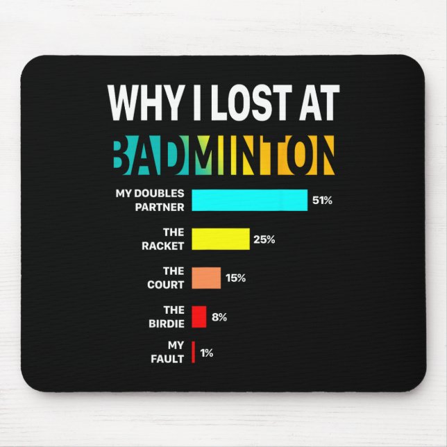 Why I Lose At Badminton Funny Reason Play Shuttle  Mouse Mat (Front)