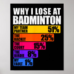 Why I Lose At Badminton Humour  Poster