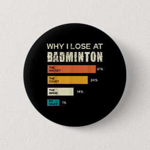 Why I Lose At Badminton The Racket Court  6 Cm Round Badge