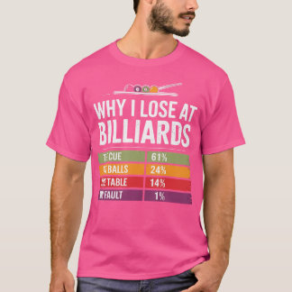 Why I Lose At Billiards Pool Player Billiard Funny T-Shirt