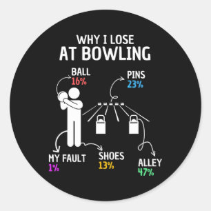 Why I Lose At Bowling Funny Saying Classic Round Sticker