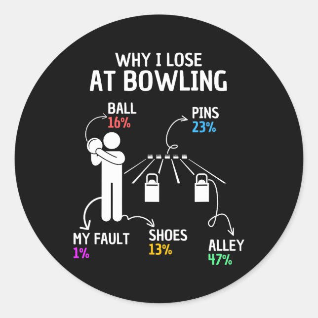 Why I Lose At Bowling Funny Saying  Classic Round Sticker (Front)