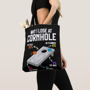 Why I Lose at Cornhole Humour Toss Like a Boss Tote Bag