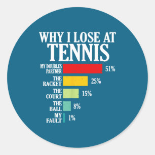 Why I Lose At Tennis Funny Tennis Player Quote  Classic Round Sticker