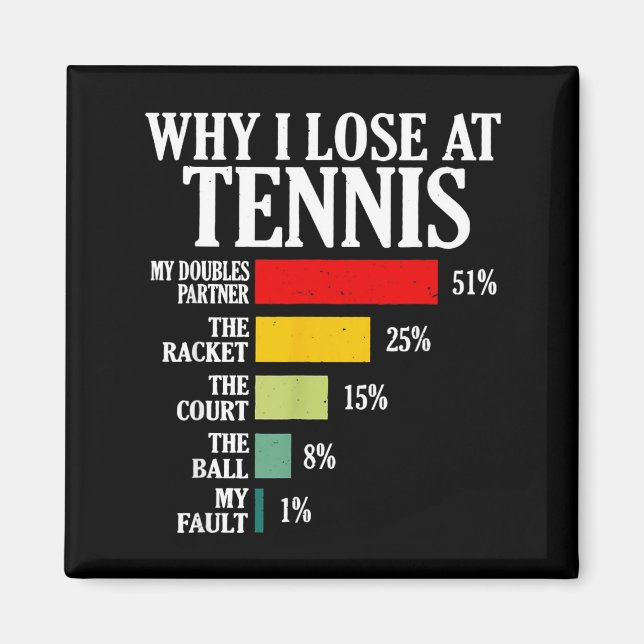 Why I Lose At Tennis Funny Tennis Player Quote  Magnet (Front)