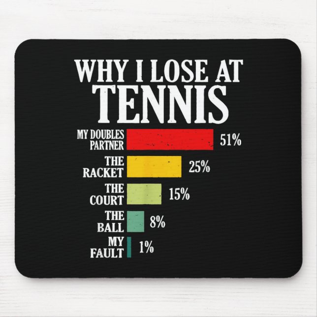 Why I Lose At Tennis Funny Tennis Player Quote  Mouse Mat (Front)