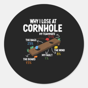 Why I Lose Cornhole Boss Humour Classic Round Sticker