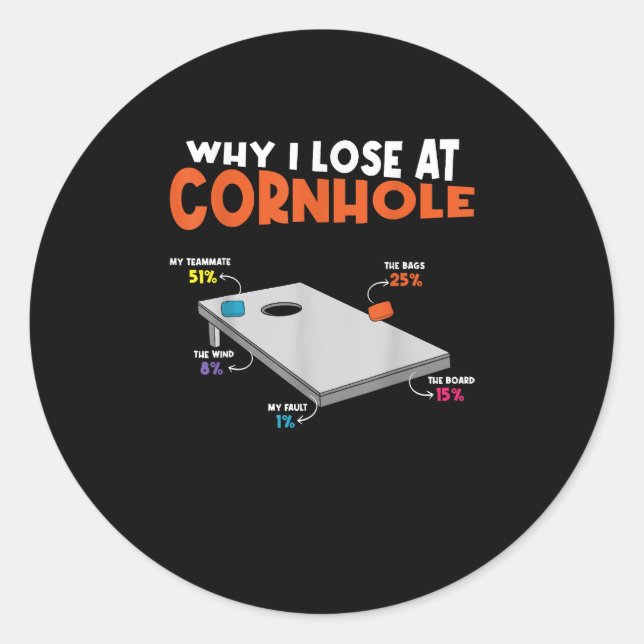 Why I Lose Cornhole Toss Game Classic Round Sticker (Front)