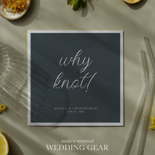 Why knot! Minimal Typographic Space Grey Cocktail Napkin