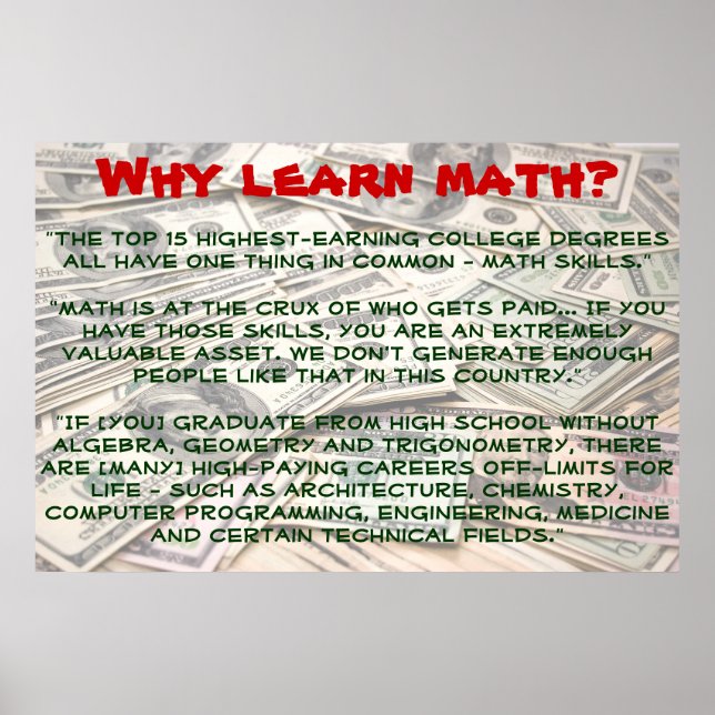 "Why Learn Math?" Poster (Front)