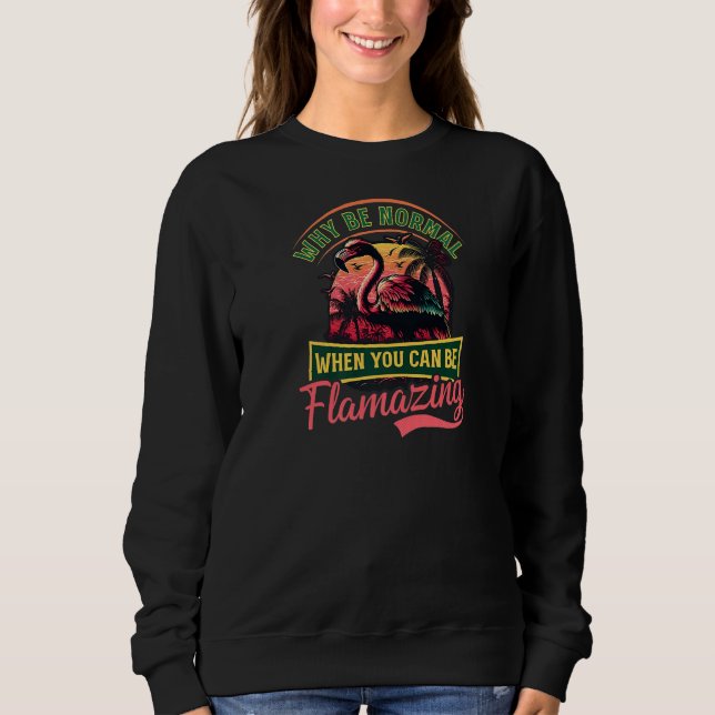 Why Normal Can Be Flamazing Flamingo Retro Premium Sweatshirt (Front)