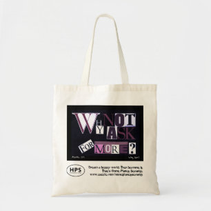 'Why Not Ask For More?' Purple Collage Tote Bag