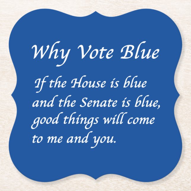 Why Vote Blue in 2026 Paper Coaster (Front)