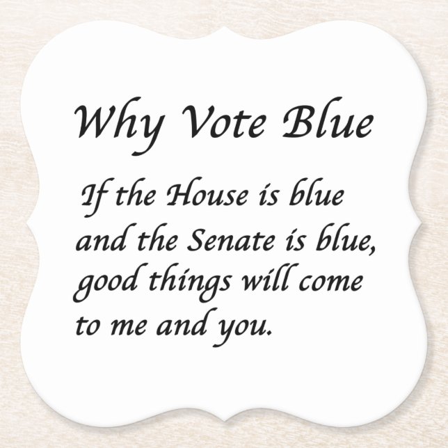 Why Vote Blue in 2026 Paper Coaster (Front)