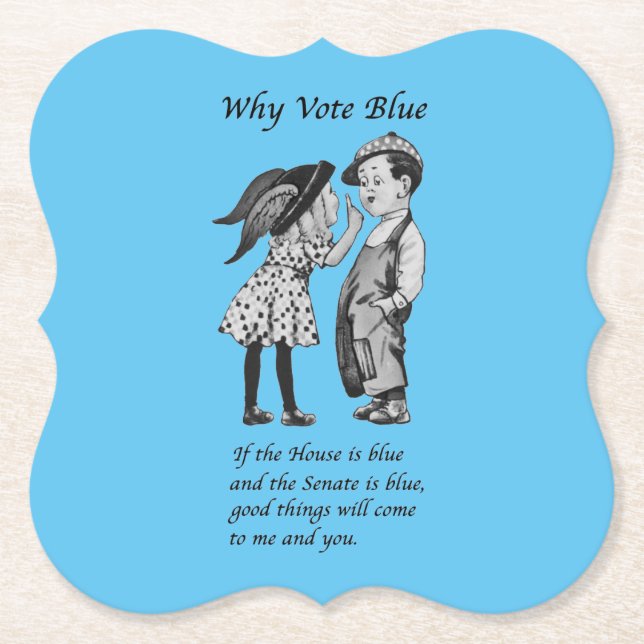 Why Vote Blue in 2026 Paper Coaster (Front)