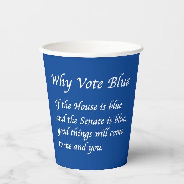 Why Vote Blue in 2026 Paper Cups (Front)