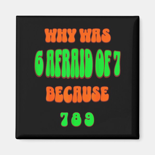 Why Was 6 Afraid Of 7, Because 789. Funny 67 Meme  Magnet (Front)