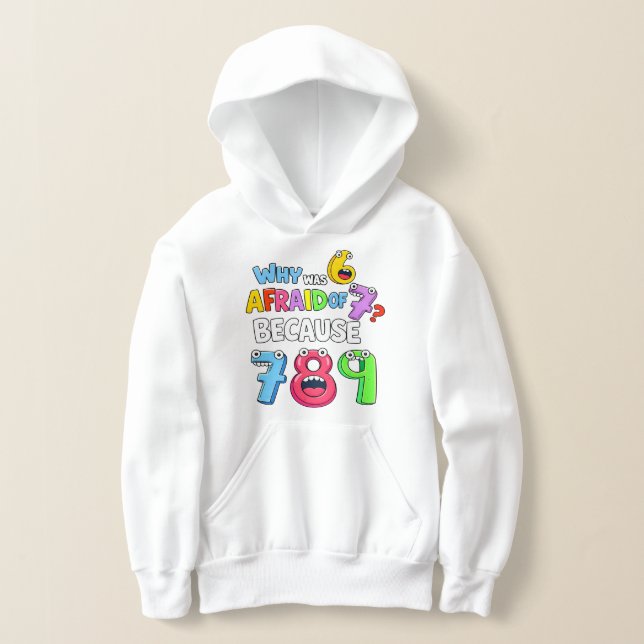 Why Was 6 Afraid of 7 Funny Math Hoodie (Laydown)