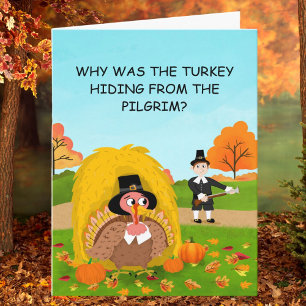 Why Was the Turkey Hiding? He Read the Menu! Funny Card