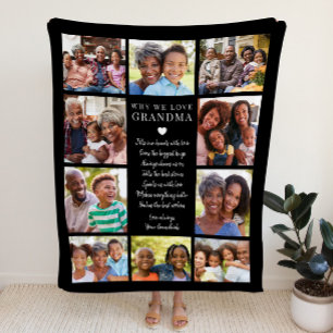 Why We Love Grandma Personalised Photo Collage Fleece Blanket