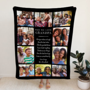 Why We Love Grandpa Personalised Photo Collage Fleece Blanket
