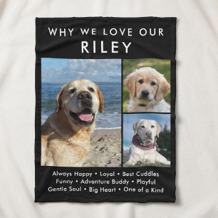 Why We Love Our Dog Cat Pet Photo Collage Fleece Blanket