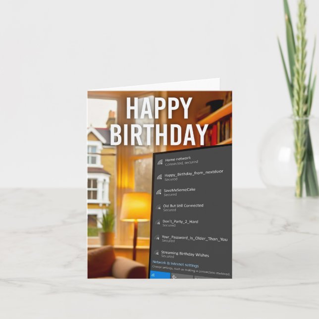 Wi-Fi Networks Birthday Greetings Card (Front)