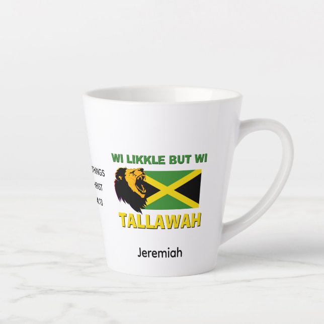 WI LIKKLE BUT WI TALLAWAH Personalised Jamaica Latte Mug (Right)