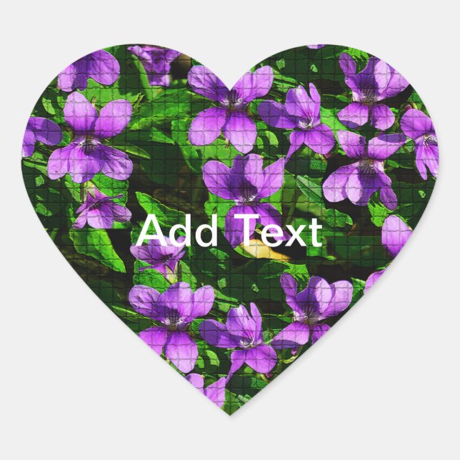 WI State Flower Wood Violet Mosaic Heart Sticker (Front)