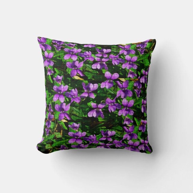 WI State Flower Wood Violet Mosaic Pattern Cushion (Front)