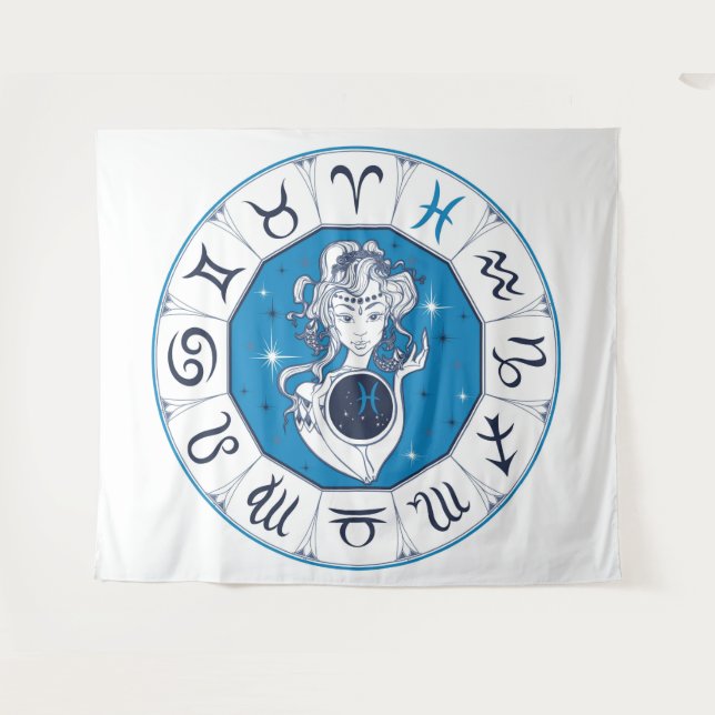 Wicca Astrology Tapestry (Front (Horizontal))