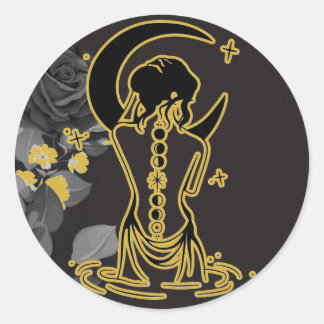 Wicca Cresent Moon Goddess - Pagan Classic Round Sticker
