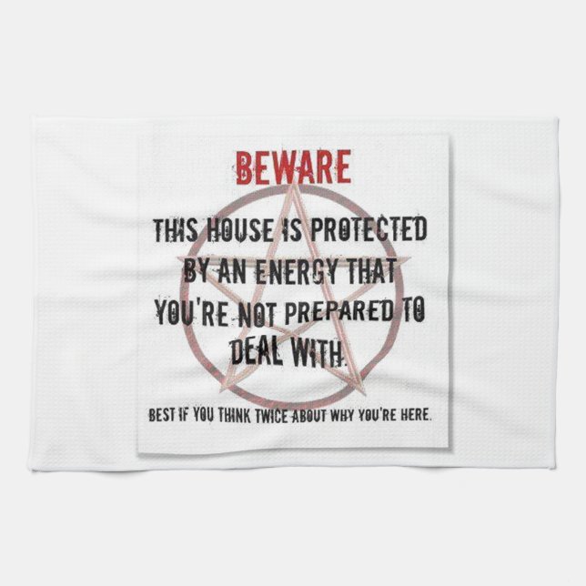 wicca energy protected house tea towel (Horizontal)