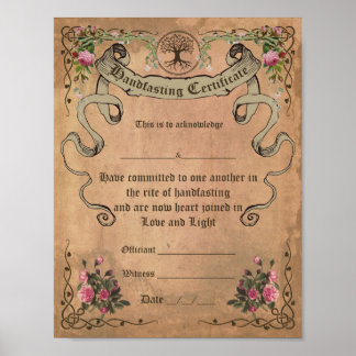 WICCA HANDFASTING CERTIFICATE - Parchment Poster