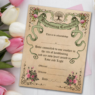 WICCA HANDFASTING CERTIFICATE - Parchment Poster