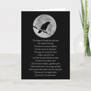 Wicca Inspired Happy Birthday Poem Raven and Moon Card