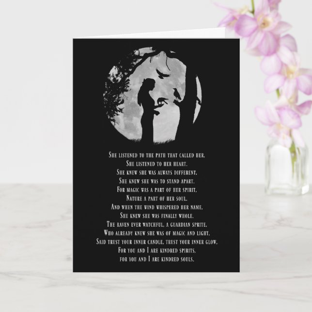 	Wicca Inspired Happy Birthday Poem With Ravens Card (Orchid)