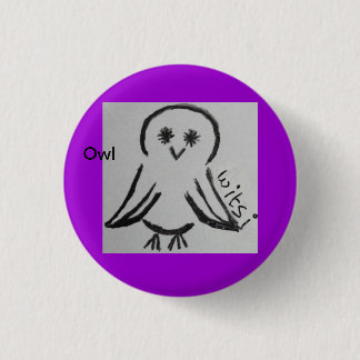 wicca kids owl 3 cm round badge