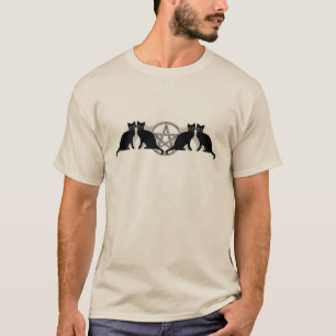 Wicca Magic Pentagram with Black Cat Familiar set T-Shirt