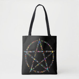 wicca pentagram tote bag