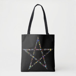 wicca pentagram tote bag