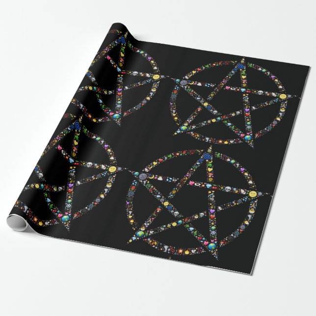 wicca pentagram wrapping paper (Unrolled)