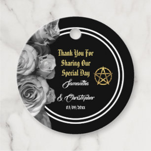 Wiccan black wedding thank you favour tags