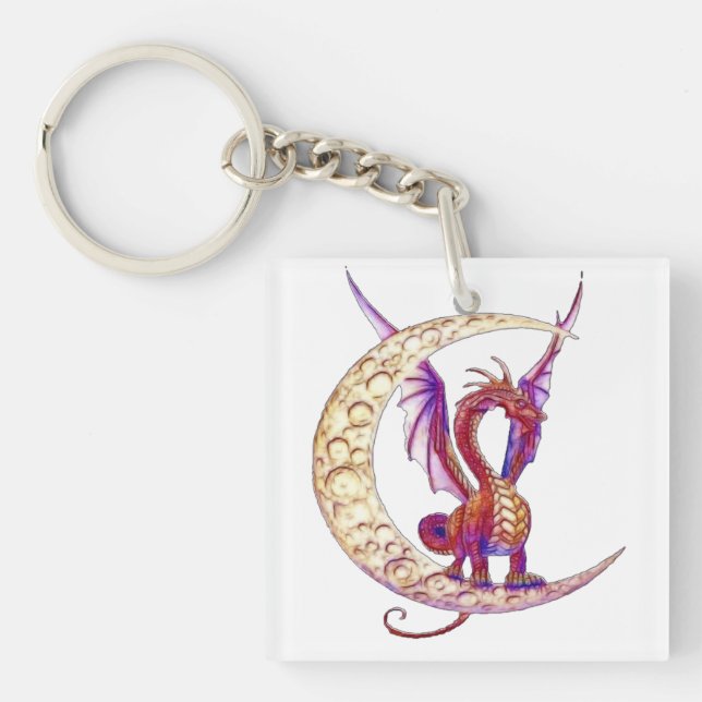 Wiccan Dragon 1 CUSTOM Name Key Ring (Front)